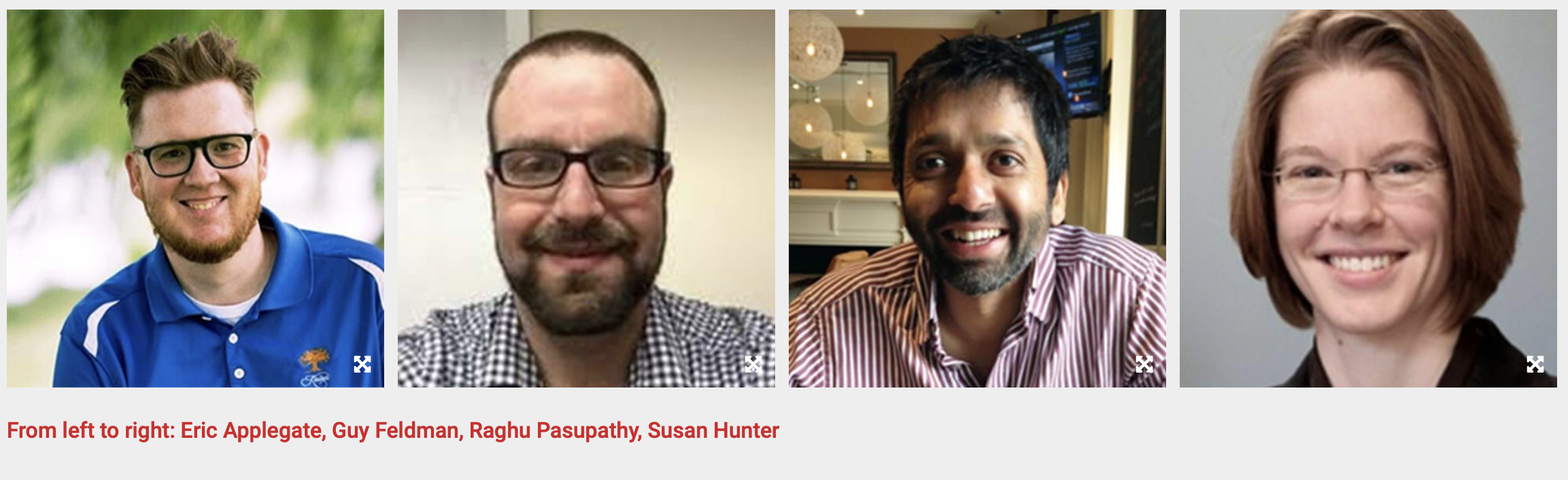 From left to right: Eric Applegate, Guy Feldman, Raghu Pasupathy, Susan Hunter